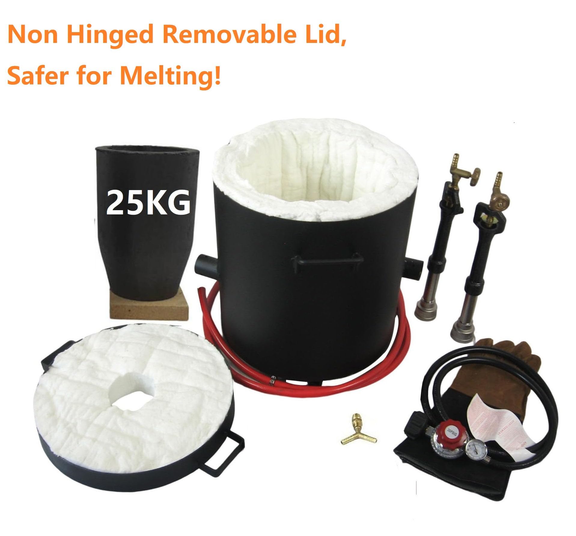 25KG Large Dual Propane Gas Metal Melting Furnace Kit - 2642°F